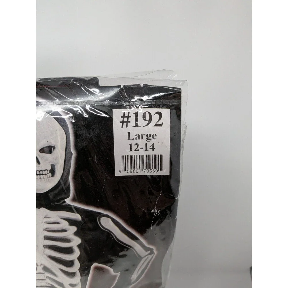 Scary Bones Skeleton Costume Kids Boys Large 12-14 Halloween NEW 6-Piece Set
